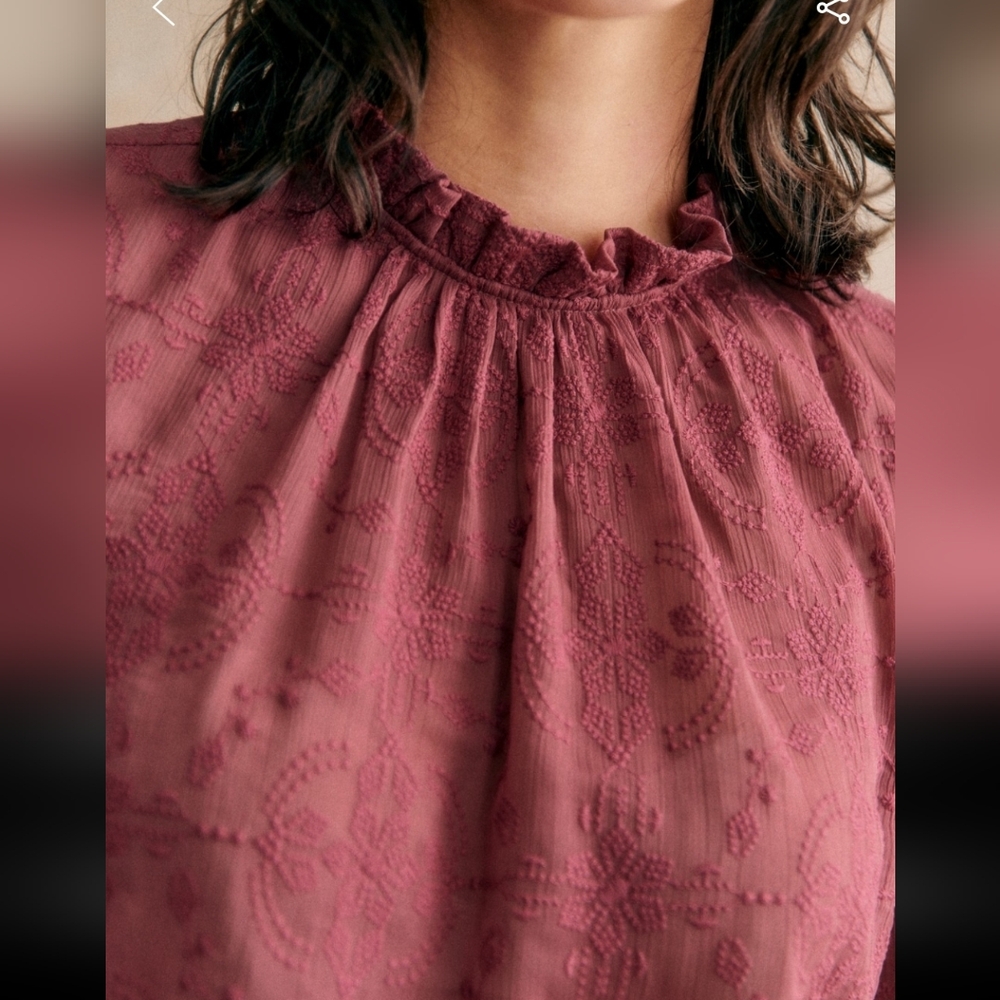 Sezane Valentine Embroidered Long-Sleeve Blouse - Picture 3 of 10